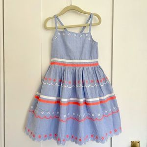 Boden dress with ribbons and embroidery 6/7